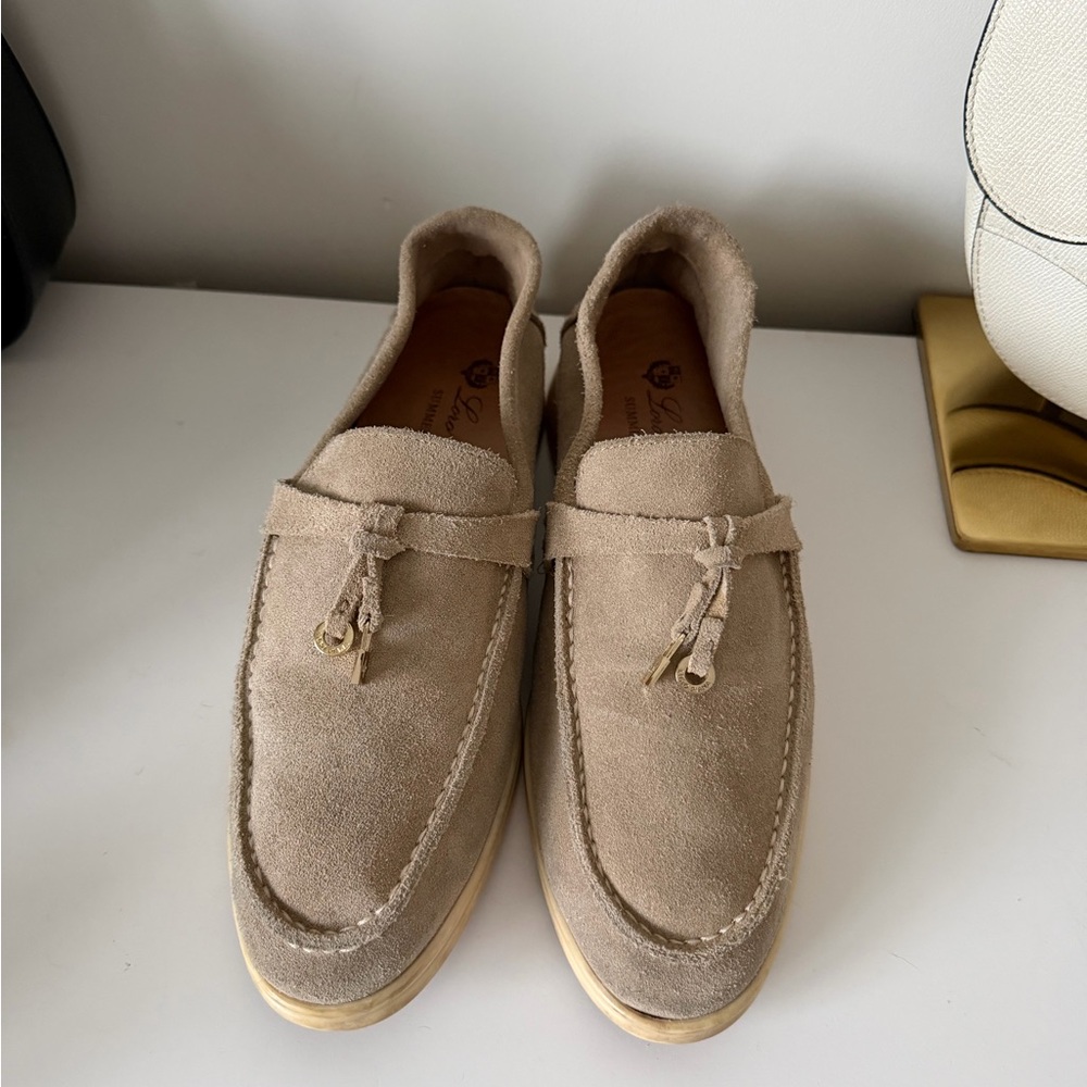 Loro Piana Suede Loafers in beige